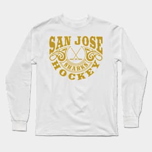 Vintage Retro San Jose Sharks Hockey Long Sleeve T-Shirt